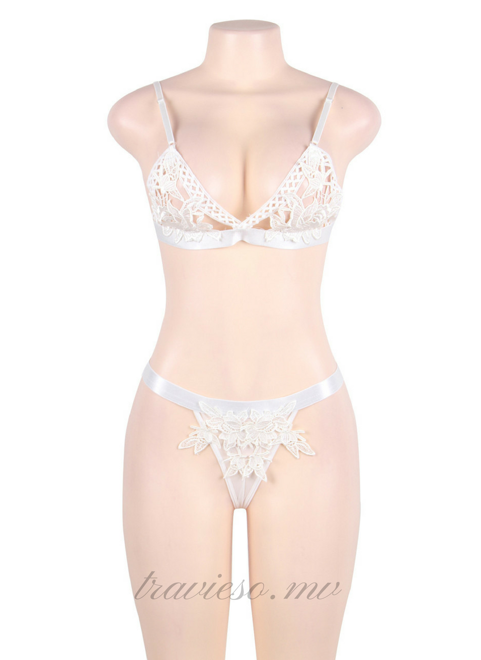 Lace Crochet Hook Bralette Lingerie Set - travieso.mv