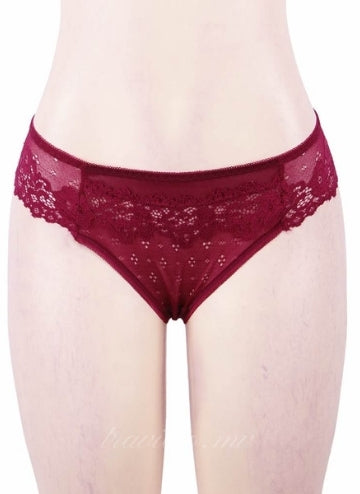 Wine Red Sexy Floral Lace Panty