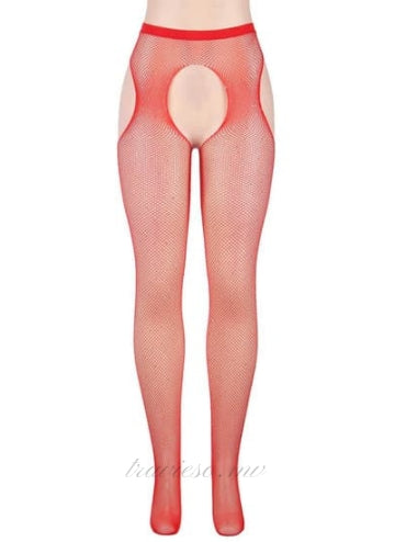 Red Fishnet Diamonds Pantyhose