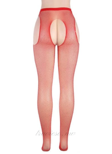 Red Fishnet Diamonds Pantyhose