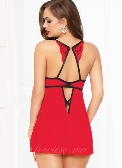 Elegant Red Lace Sexy Babydoll