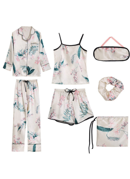 7 piece Floral Print Pajama Set