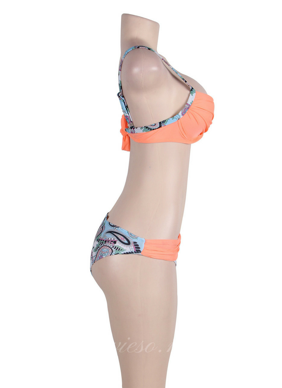 Tangerine Padded Gather Push-up Sexy Bikini Set - travieso.mv