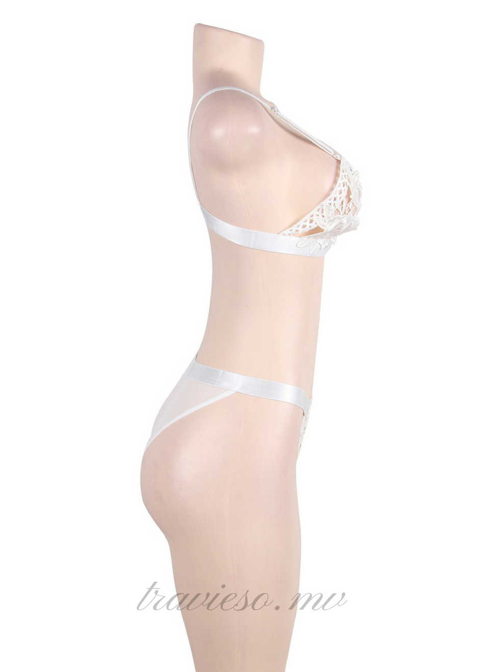 Lace Crochet Hook Bralette Lingerie Set - travieso.mv
