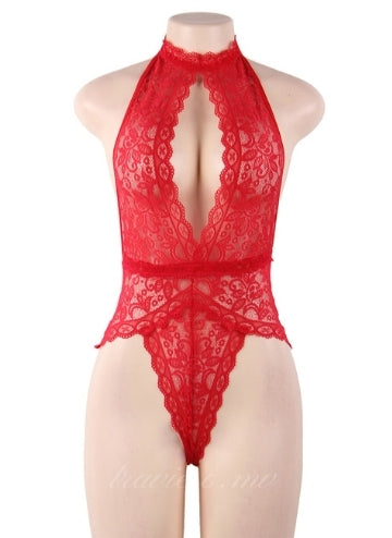 Red Lace Open Cup Teddy