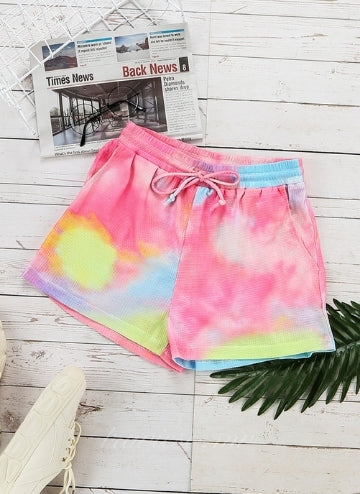 Multicolor Neon Tie Dye Shorts