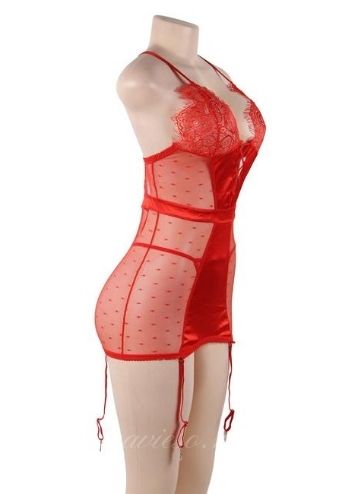 Red Satin Lace Stitching Garter