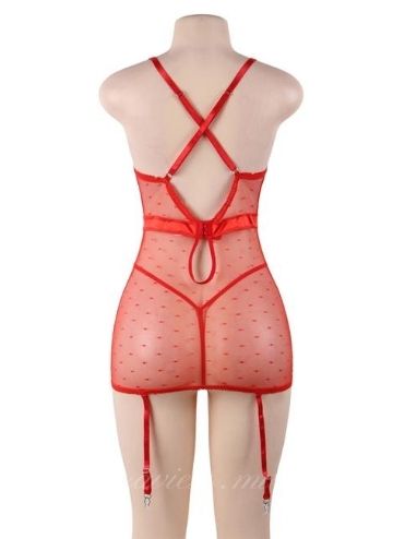 Red Satin Lace Stitching Garter