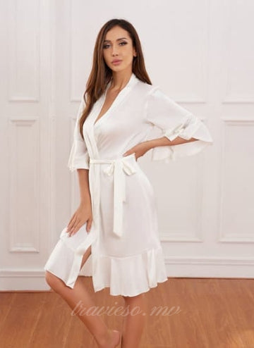 White Ruffle Robe