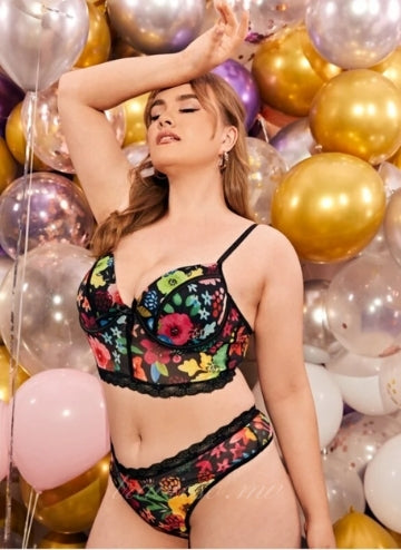 Floral Push Up Lingerie Set
