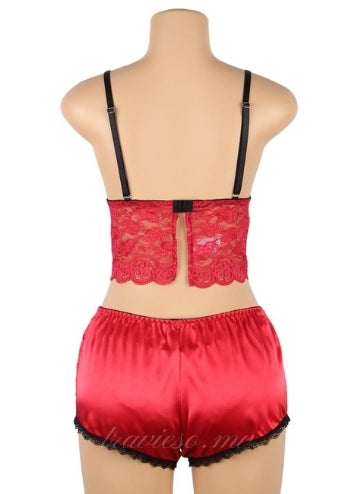 Nightwear Lace Satin Top Pajama Sets
