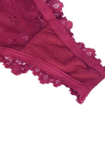 Wine Red Sexy Floral Lace Panty
