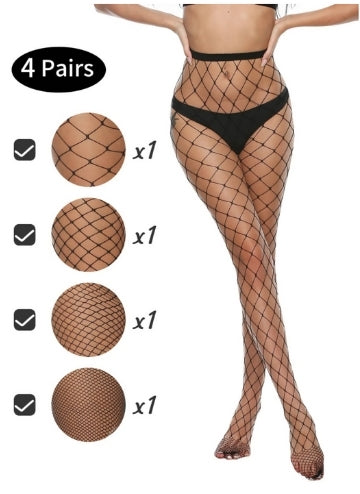 4pairs Plain Fishnet Tight