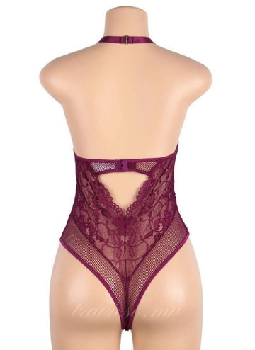 Sexy Floral Lace Backless Teddy