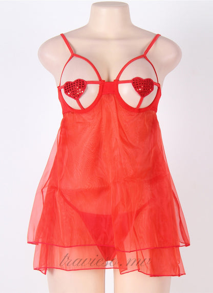 Open Bra Sexy Heart Attack Babydoll