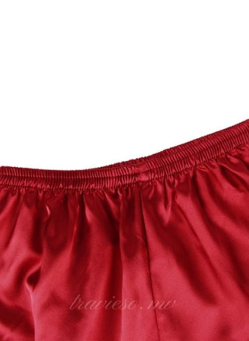 Wine Red Long Sleeve Pajamas Set
