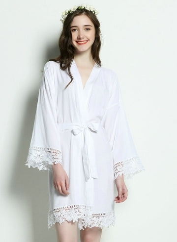 Bridal Cotton Lace Robe