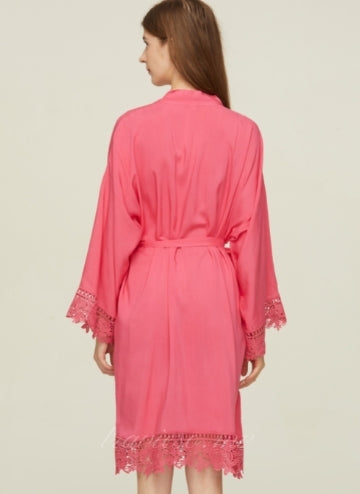 Dust Pink Cotton Lace Robe