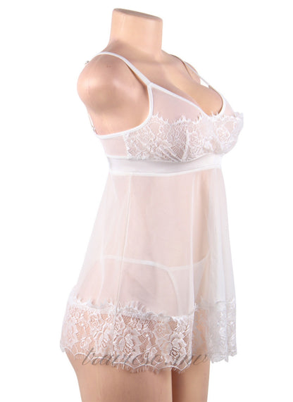 Eyelash Trim Lace Babydoll