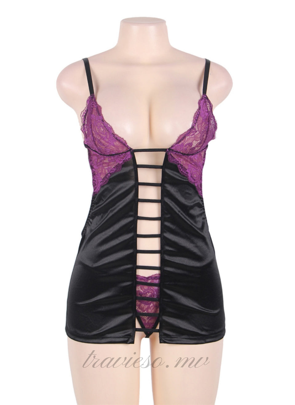 Satin Multiple Straps Sexy Babydoll