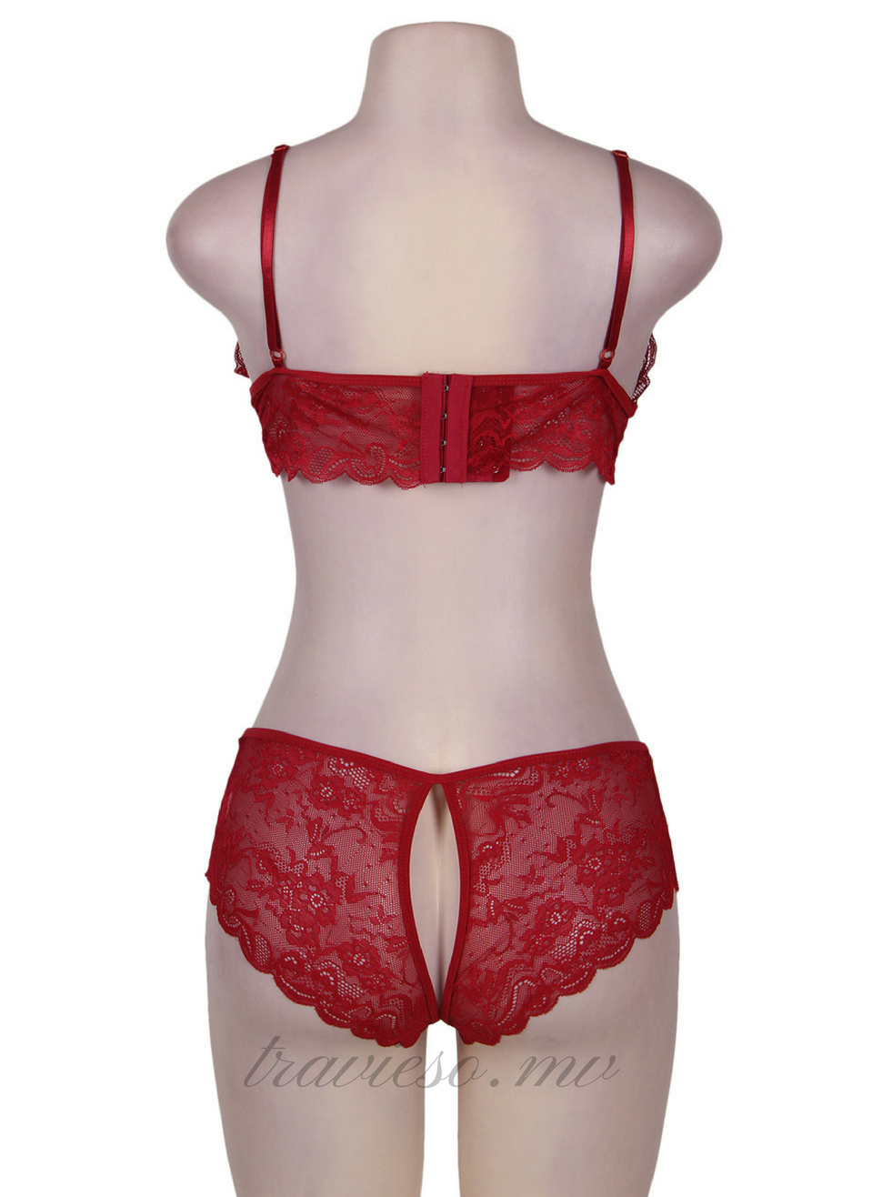 Cranberry And Lace Bra set - travieso.mv