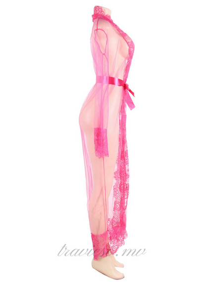 Delicate Lace Long Sleepwear Gown - travieso.mv