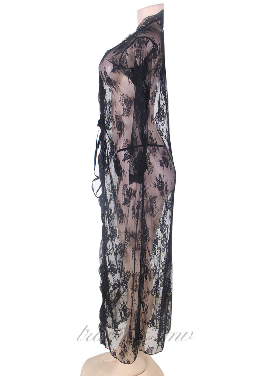 Delicate Lace Long Sleepwear Gown - travieso.mv