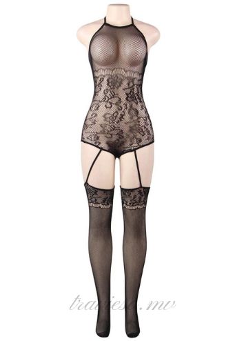 Split Long Sleeve Sexy Fishnet BodyStocking