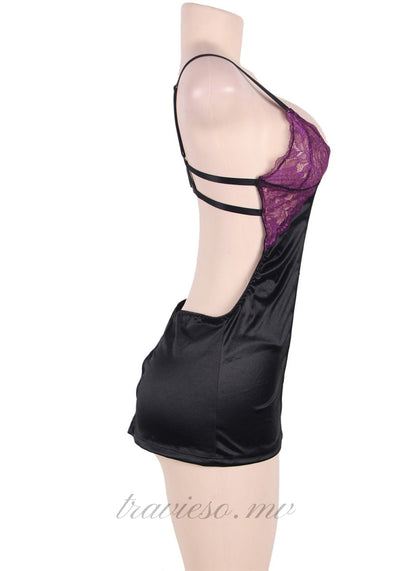Satin Multiple Straps Sexy Babydoll