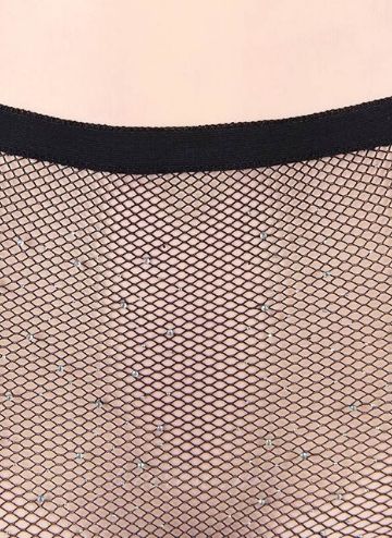 Black Fishnet Rhinestone Bikini Top and Shorts Set