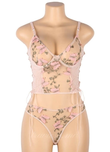 Butterfly Pattern Embroidery with Underwire