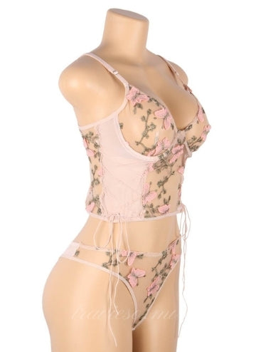 Butterfly Pattern Embroidery with Underwire