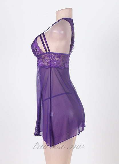 Midnight Purple Springtime Babydoll Set