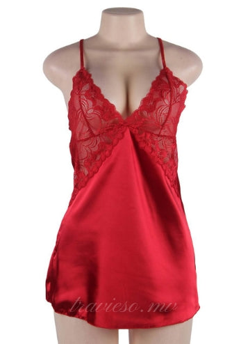 Red Silk Satin Lace Pajama