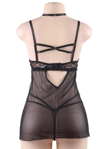 Elegant Black Lace Sexy Babydoll