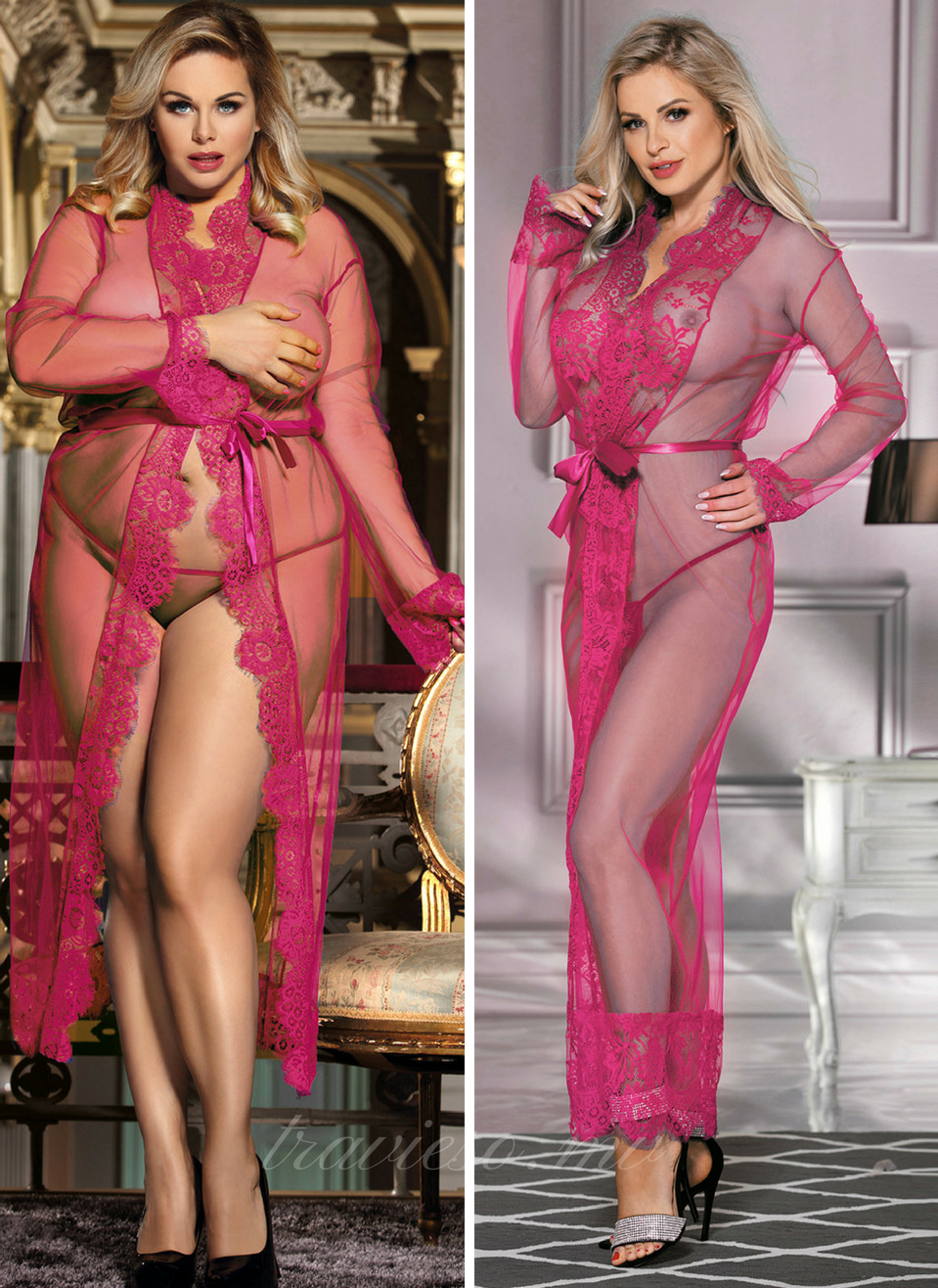 Delicate Lace Long Sleepwear Gown - travieso.mv