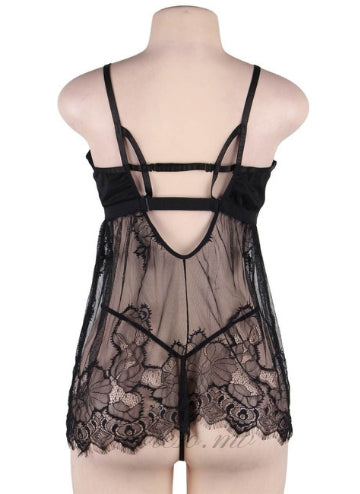 Elegant Black Lace Sexy Babydoll