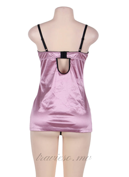 Satin Lace Stitching Babydoll