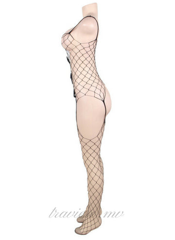 Crop Top Suspender Fishnet Bodystockings