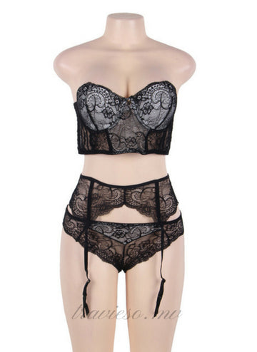 Delicate Lace Bra Garter Set
