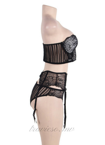 Delicate Lace Bra Garter Set