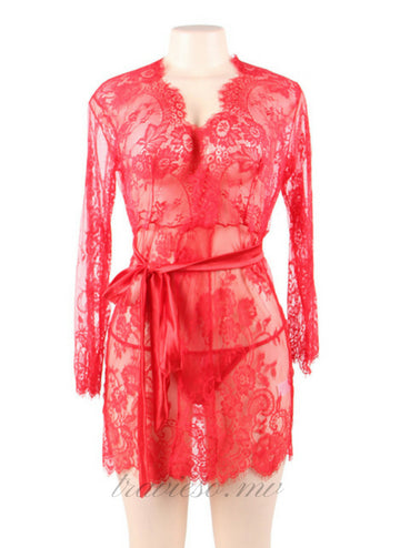 Eyelash Lace Sleepwear Gown