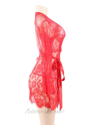 Eyelash Lace Sleepwear Gown
