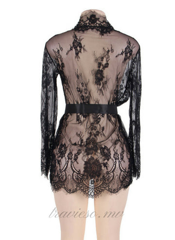 Eyelash Lace Sleepwear Gown