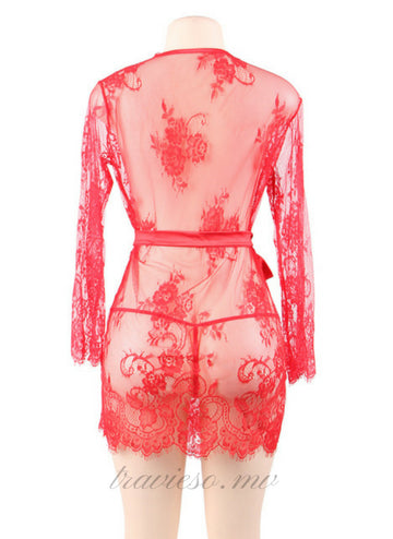 Eyelash Lace Sleepwear Gown