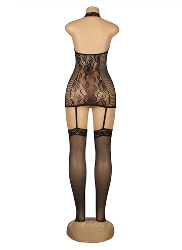Black Sexy Sleeveless Fishnet Bodystocking