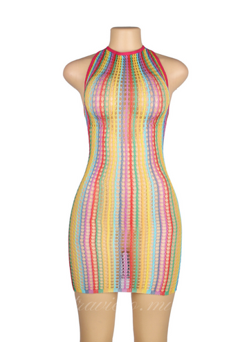 Sexy Rainbow Mesh Bodystocking