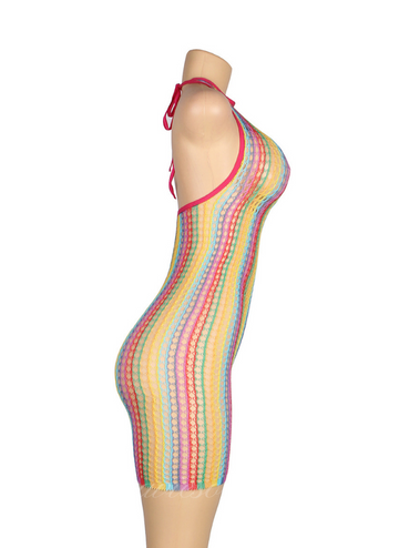 Sexy Rainbow Mesh Bodystocking