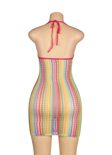Sexy Rainbow Mesh Bodystocking