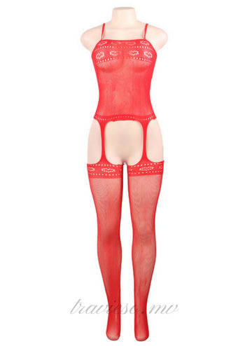 Heart Cut Out Suspender Bodystocking